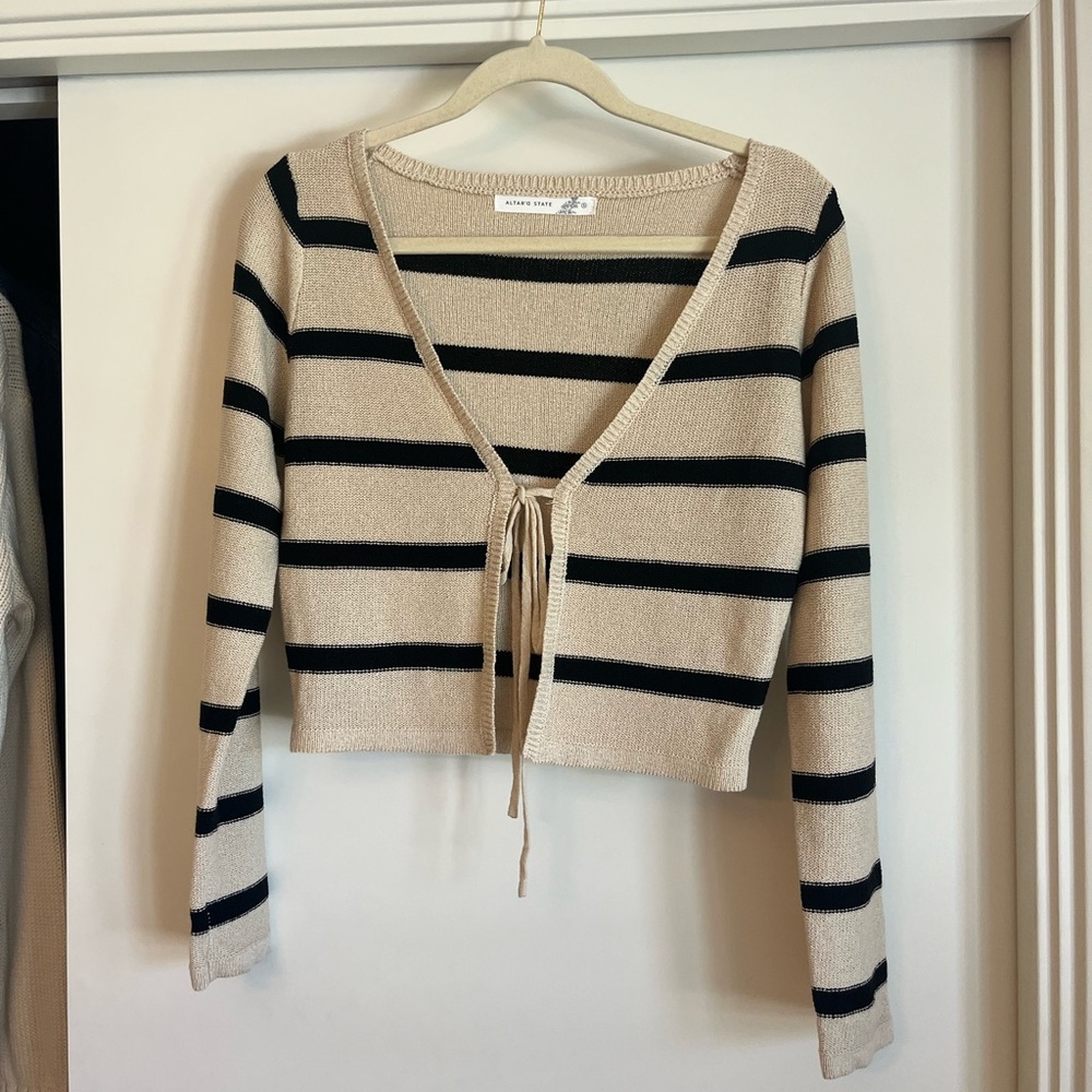 Altar'd State Women's Black and Tan Tie Cardigan